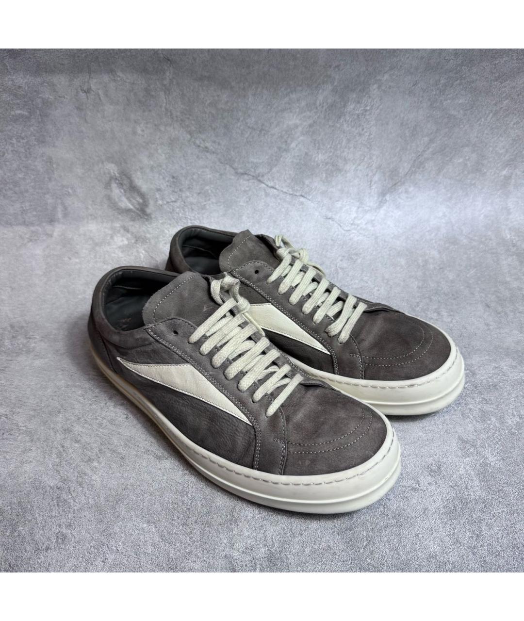 RICK OWENS Коричневые замшевые низкие кроссовки / кеды, фото 2