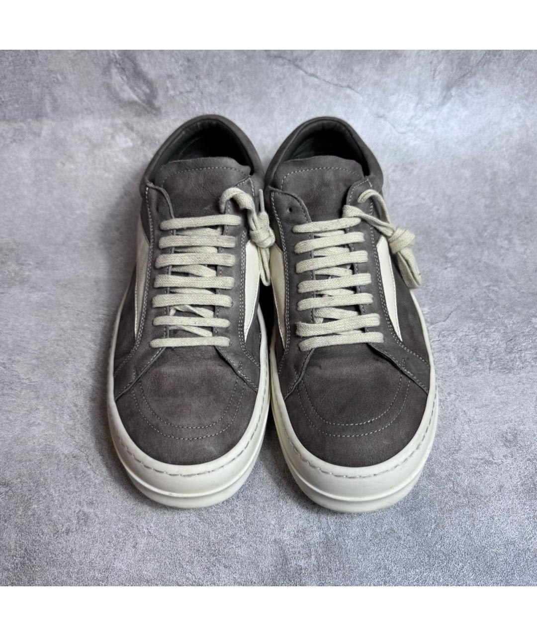 RICK OWENS Коричневые замшевые низкие кроссовки / кеды, фото 3