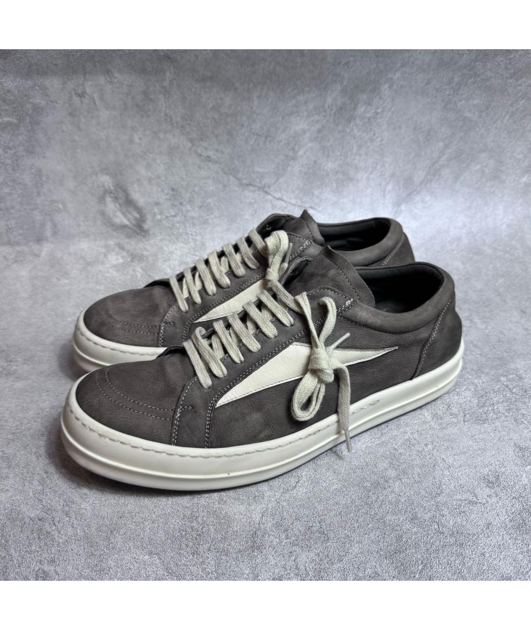 RICK OWENS Коричневые замшевые низкие кроссовки / кеды, фото 6