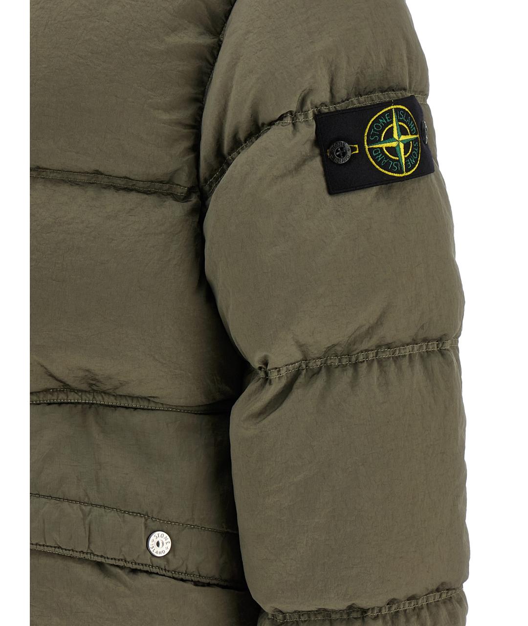 STONE ISLAND Зеленый полиамидовый пуховик, фото 4