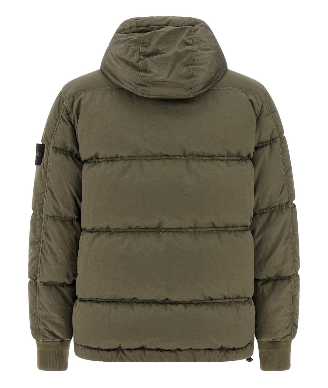 STONE ISLAND Зеленый полиамидовый пуховик, фото 2