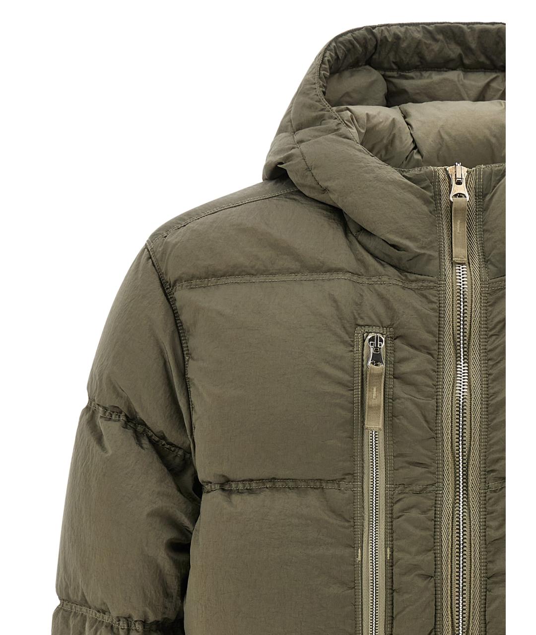 STONE ISLAND Зеленый полиамидовый пуховик, фото 3