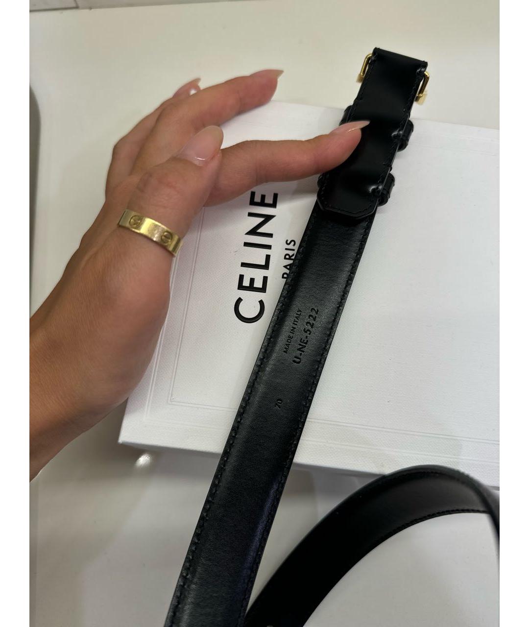 CELINE Черный кожаный ремень, фото 4