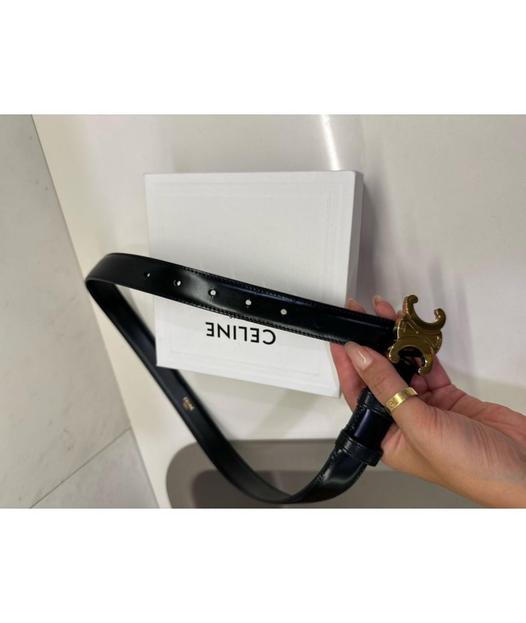 CELINE Черный кожаный ремень, фото 5