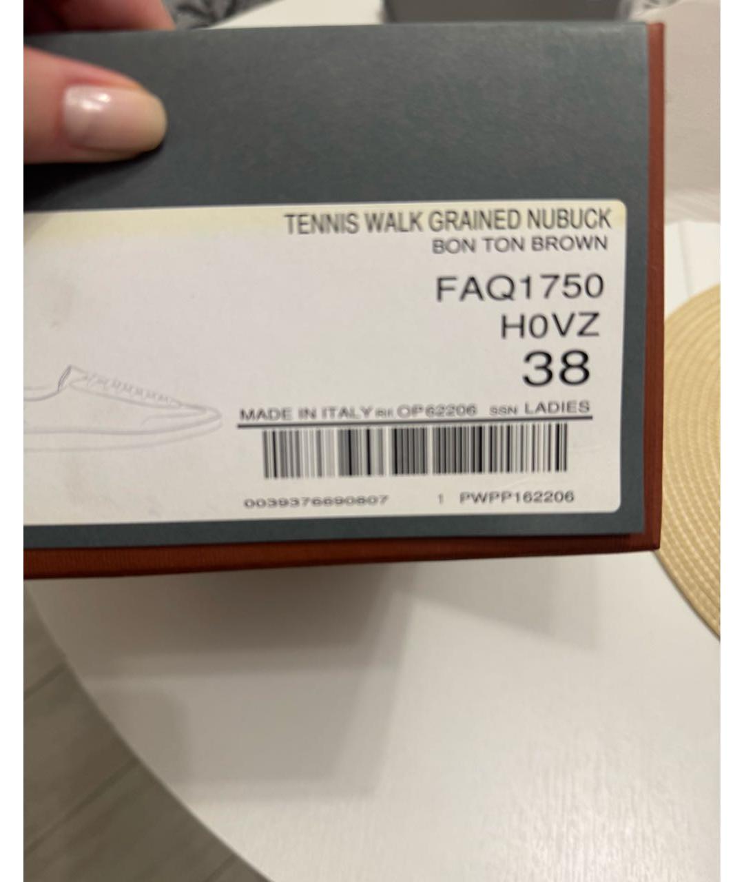 LORO PIANA Коричневые кожаные кеды, фото 7