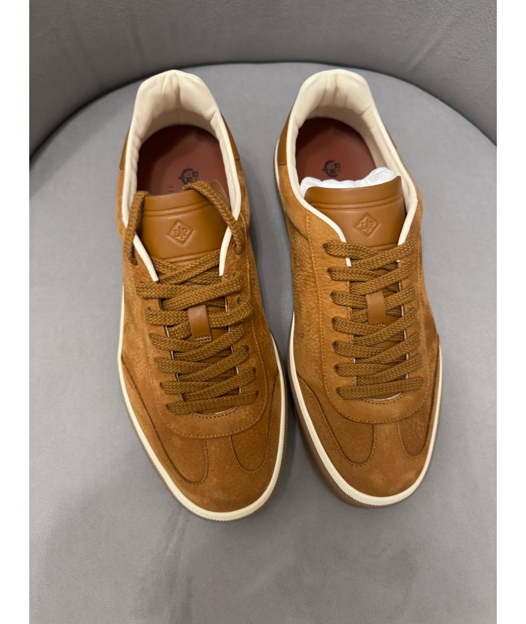 LORO PIANA Коричневые кожаные кеды, фото 3