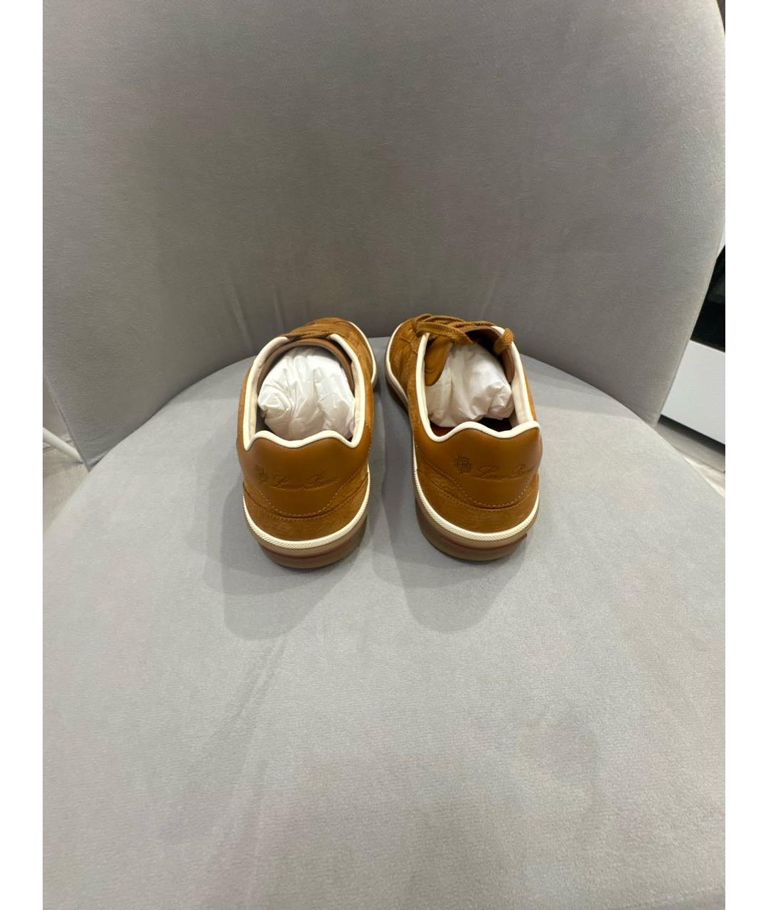LORO PIANA Коричневые кожаные кеды, фото 4