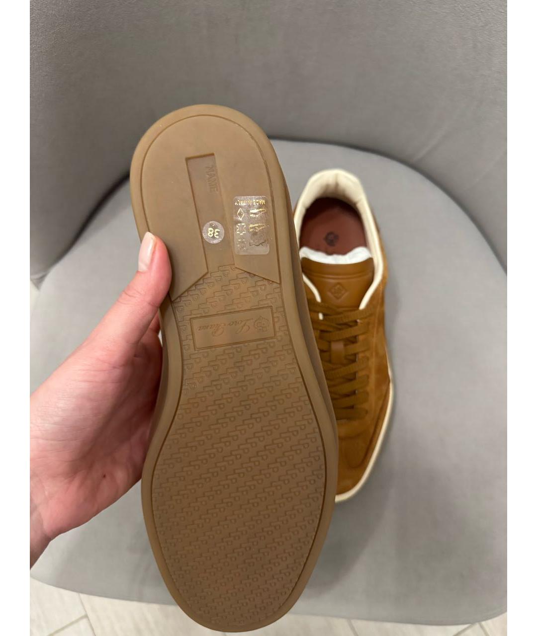 LORO PIANA Коричневые кожаные кеды, фото 6