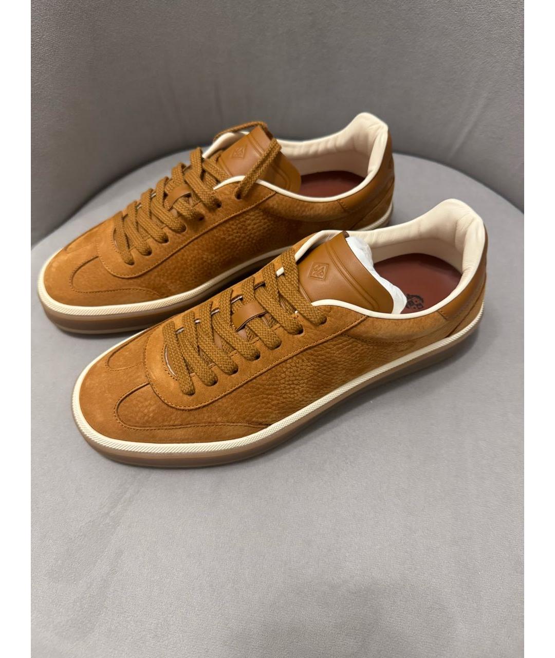 LORO PIANA Коричневые кожаные кеды, фото 2