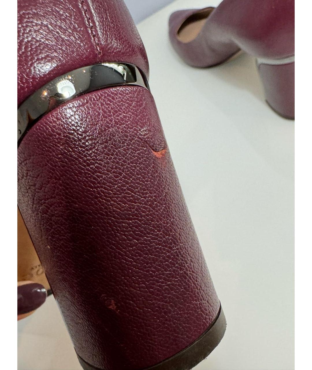 CHLOE Бордовые кожаные туфли, фото 5