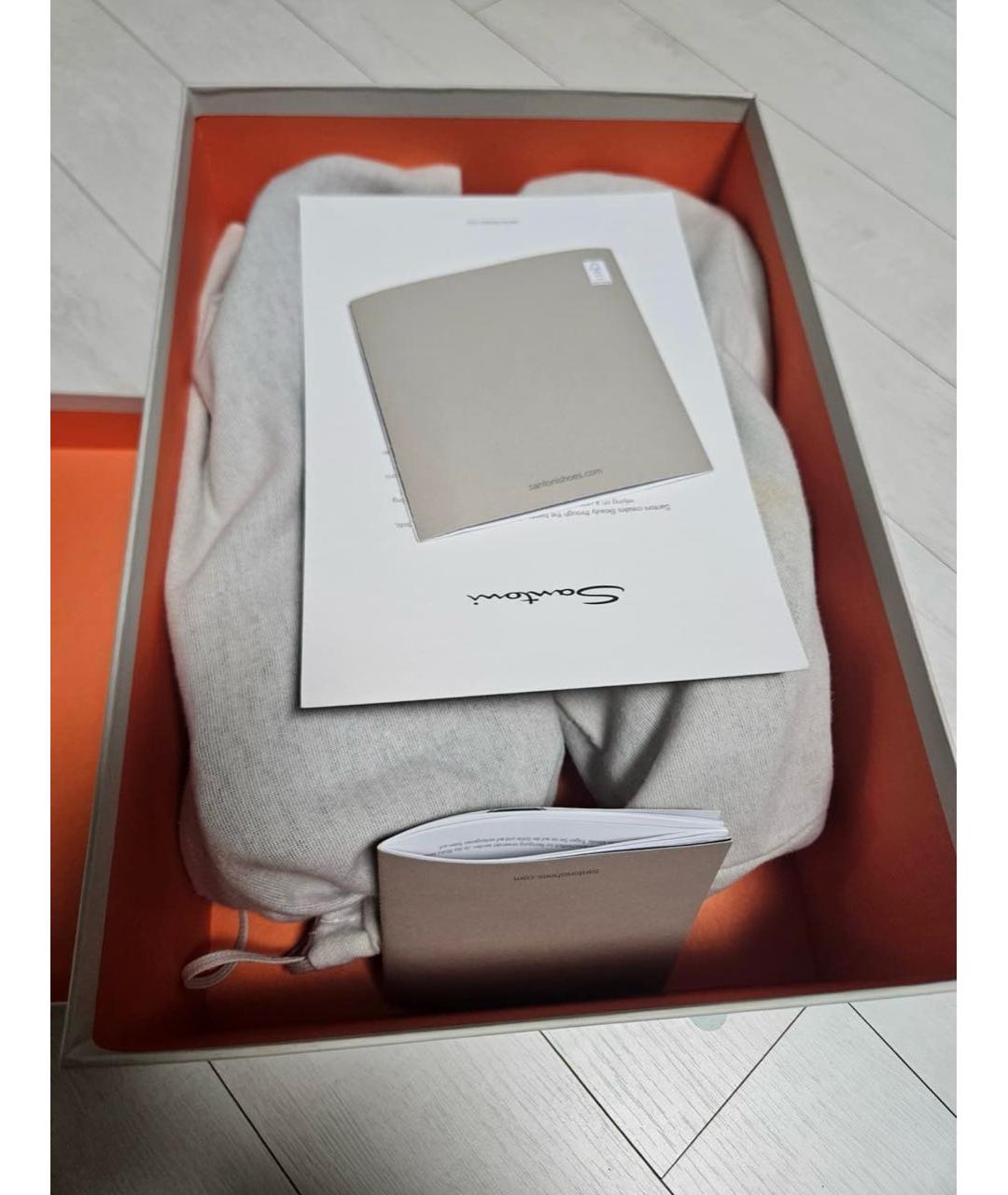 SANTONI Антрацитовые кожаные высокие кроссовки / кеды, фото 5