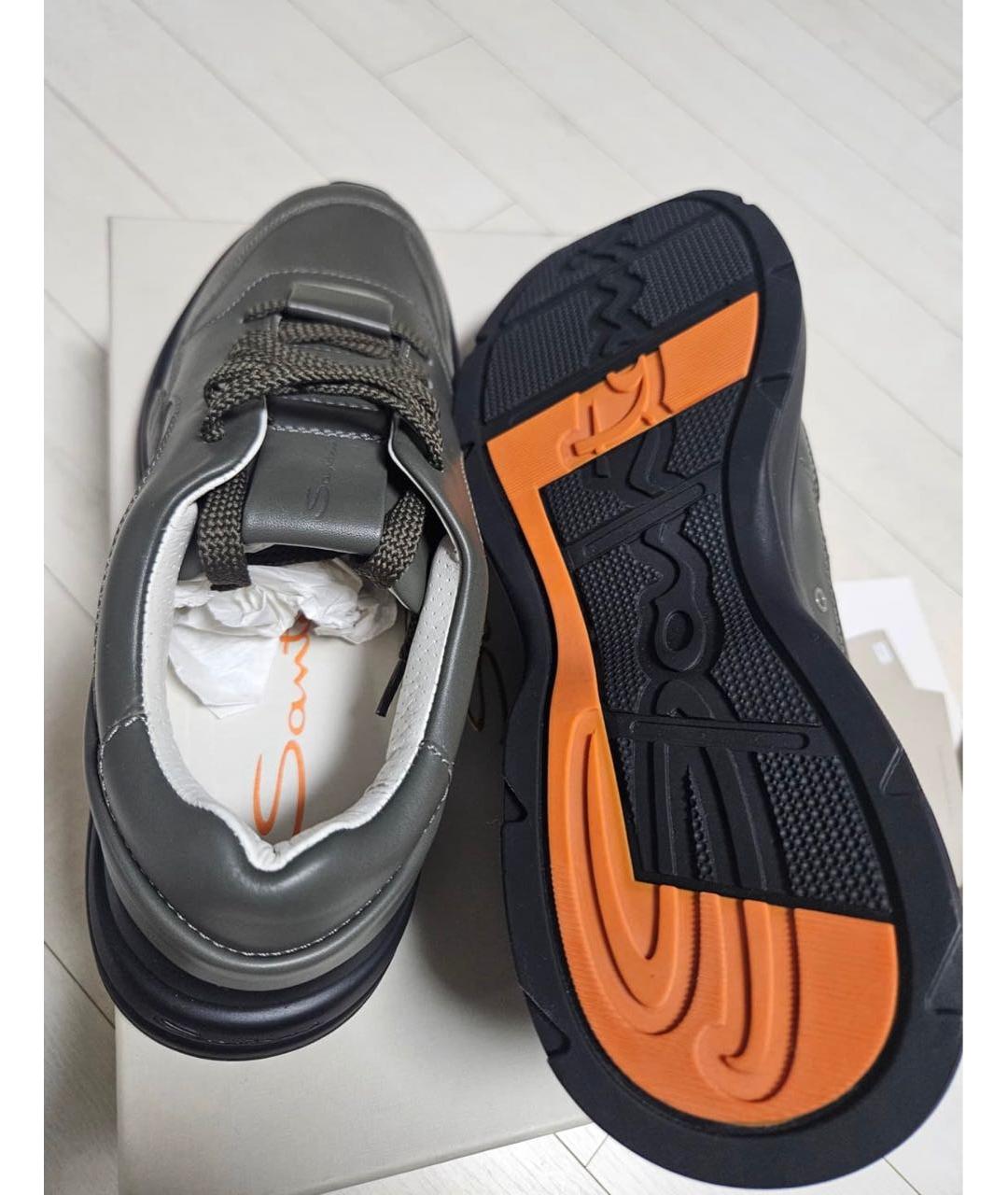 SANTONI Антрацитовые кожаные высокие кроссовки / кеды, фото 3