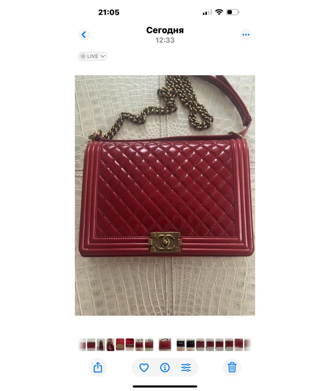 CHANEL Красная кожаная сумка через плечо, фото 3