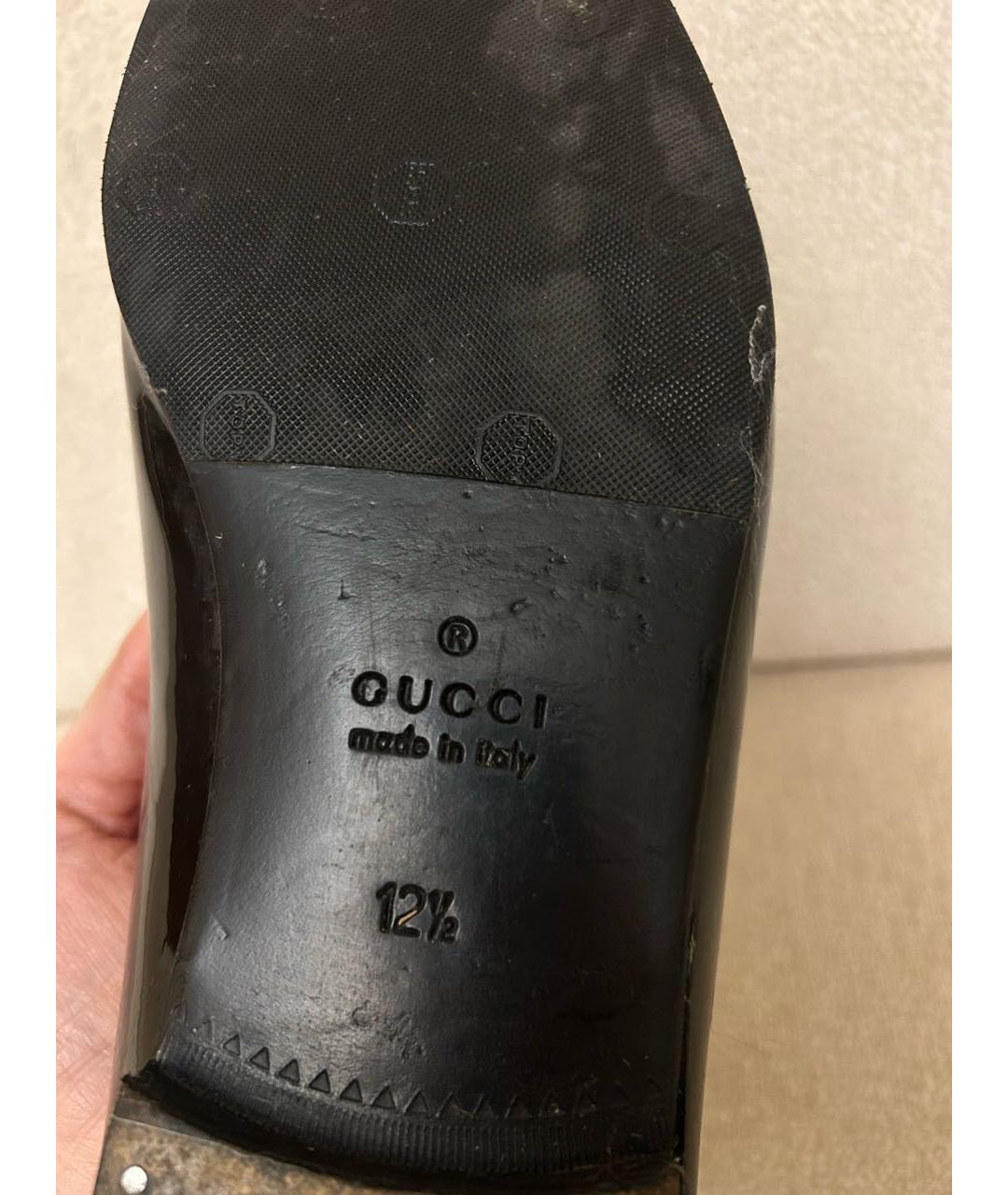 GUCCI Черные лоферы из лакированной кожи, фото 8