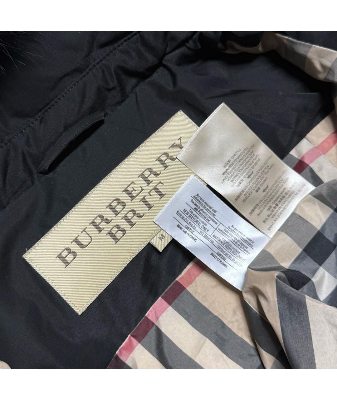 BURBERRY Черный полиэстеровый пуховик, фото 5