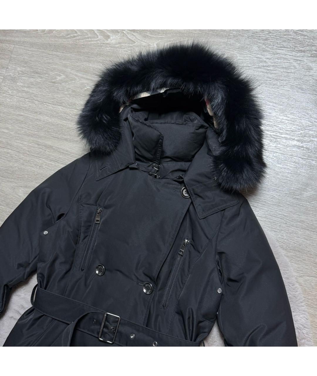 BURBERRY Черный полиэстеровый пуховик, фото 4