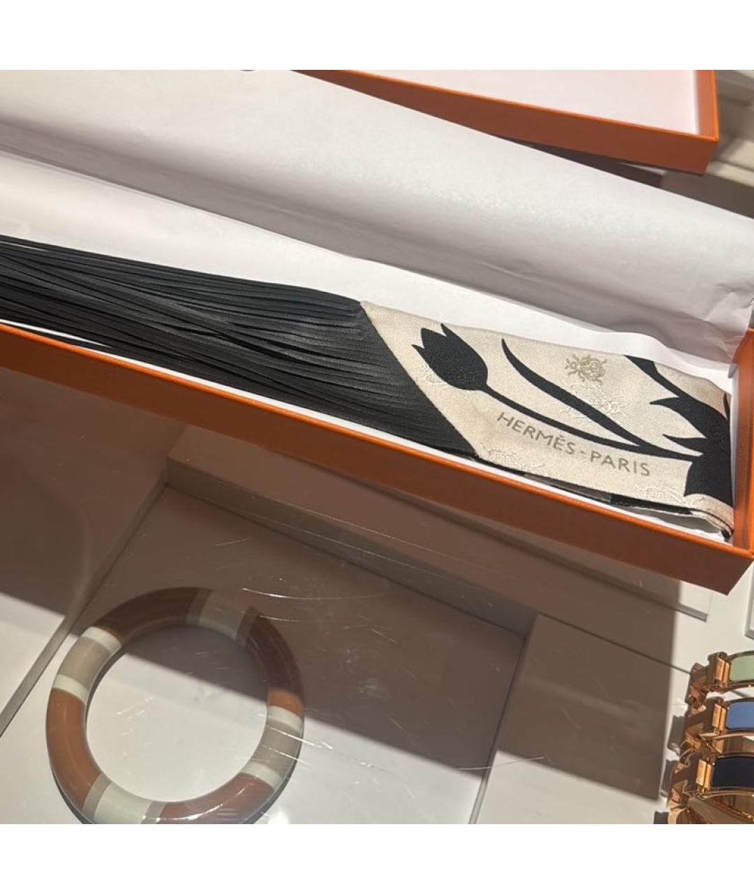 HERMES Белый шелковый платок, фото 3