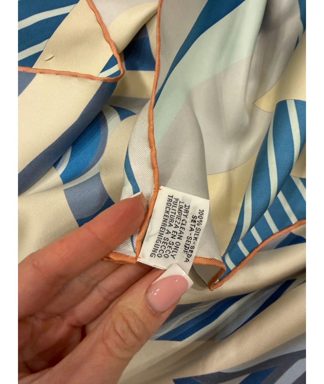 HERMES Голубой шелковый платок, фото 6