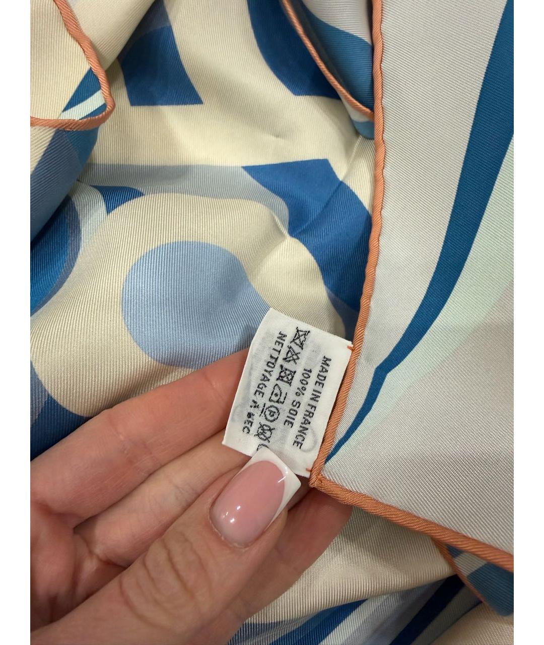 HERMES Голубой шелковый платок, фото 5