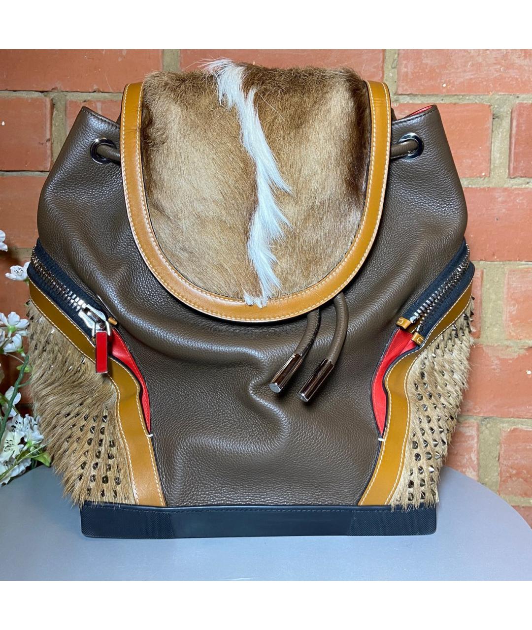 CHRISTIAN LOUBOUTIN Коричневый кожаный рюкзак, фото 9
