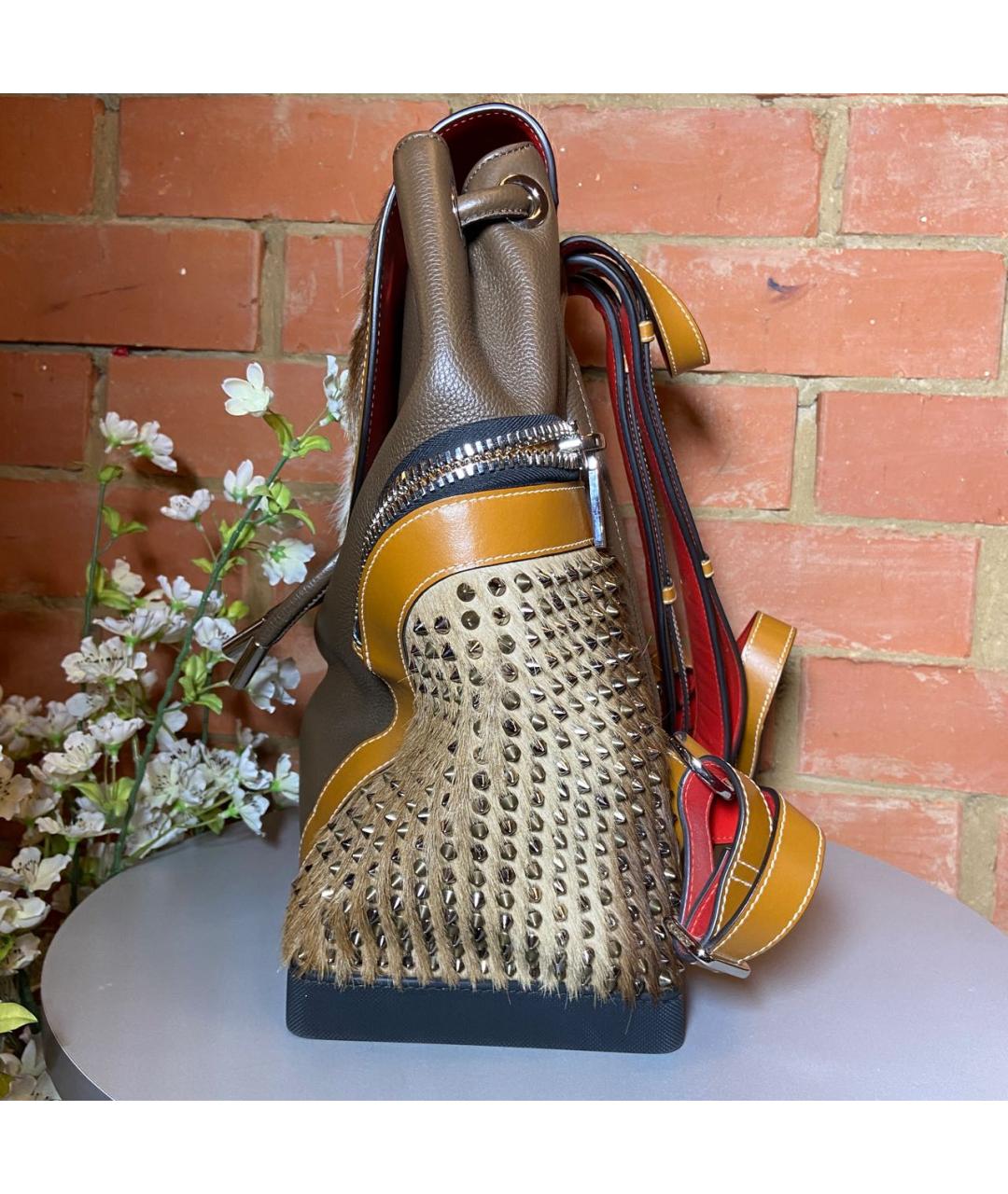 CHRISTIAN LOUBOUTIN Коричневый кожаный рюкзак, фото 2