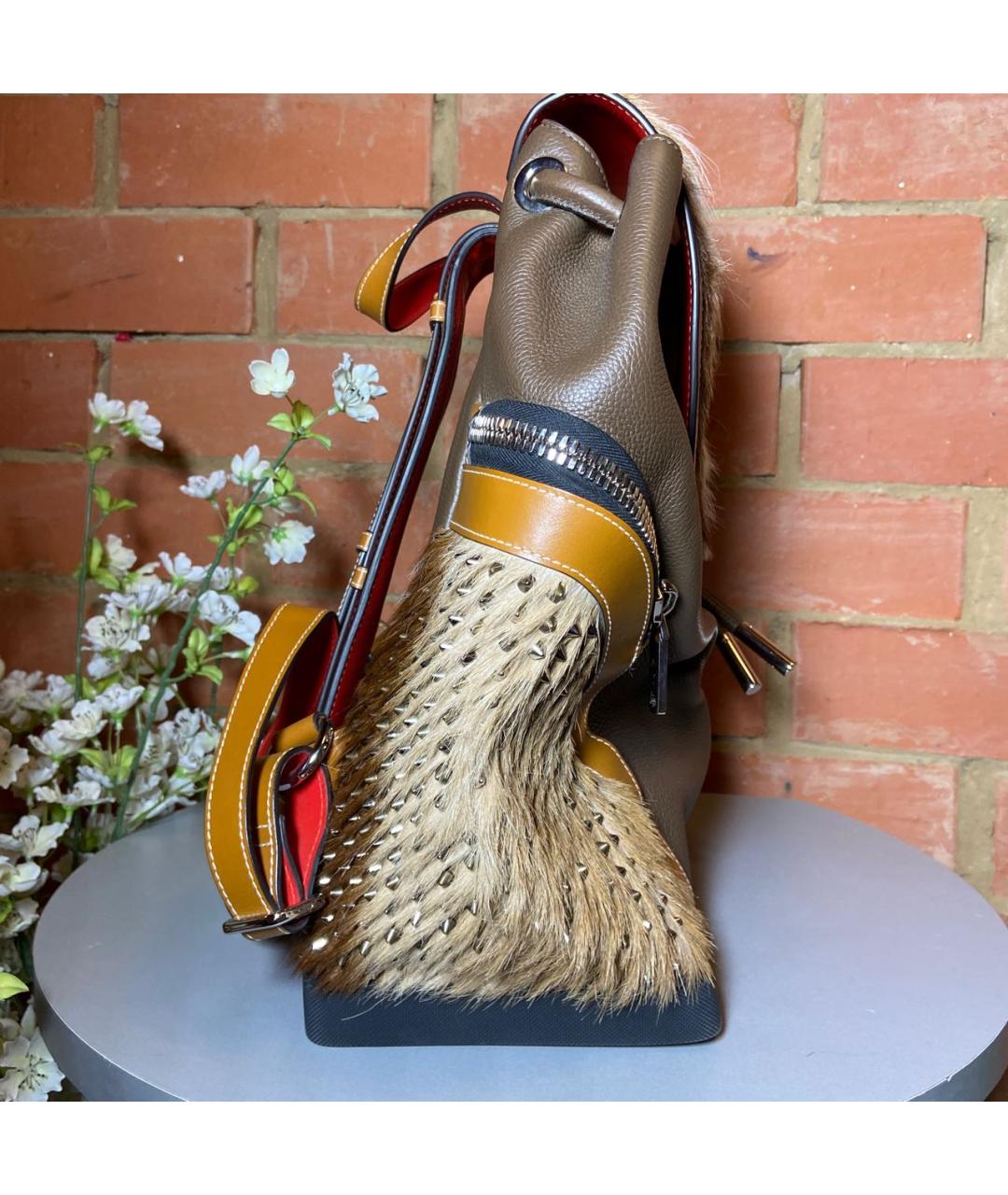 CHRISTIAN LOUBOUTIN Коричневый кожаный рюкзак, фото 7