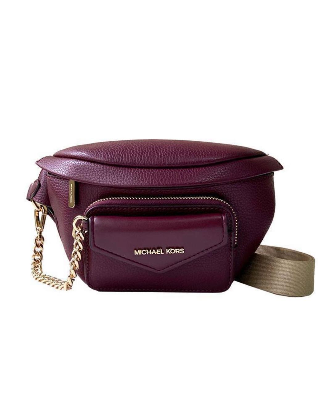 MICHAEL MICHAEL KORS Бордовая кожаная поясная сумка, фото 1