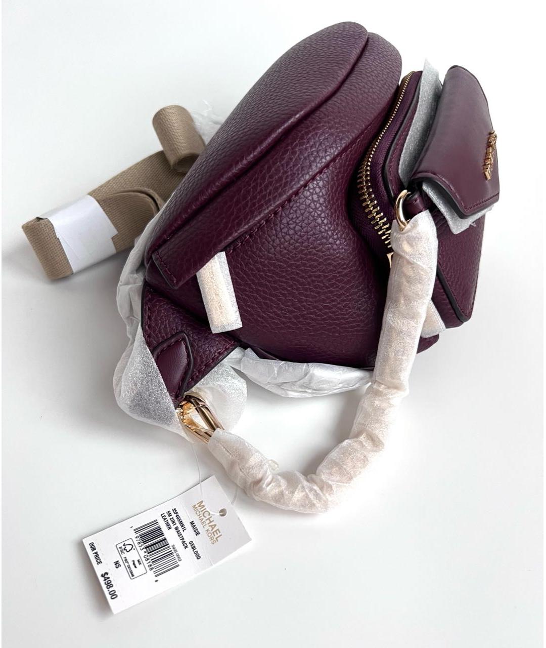 MICHAEL MICHAEL KORS Бордовая кожаная поясная сумка, фото 7