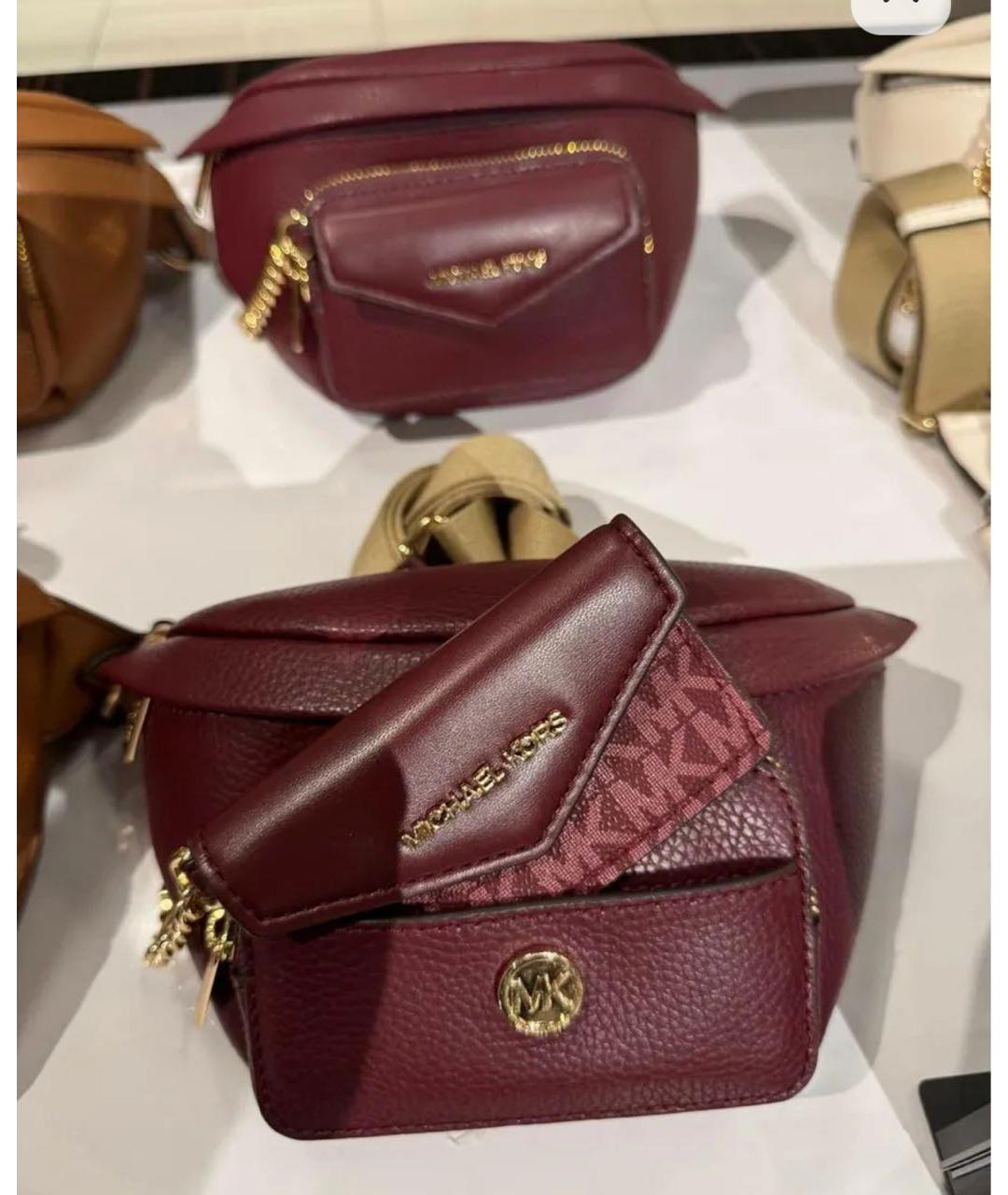 MICHAEL MICHAEL KORS Бордовая кожаная поясная сумка, фото 5