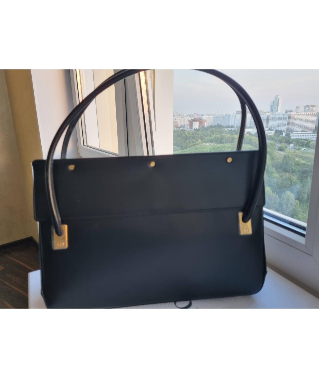 CHRISTIAN DIOR Черная кожаная сумка с короткими ручками, фото 2