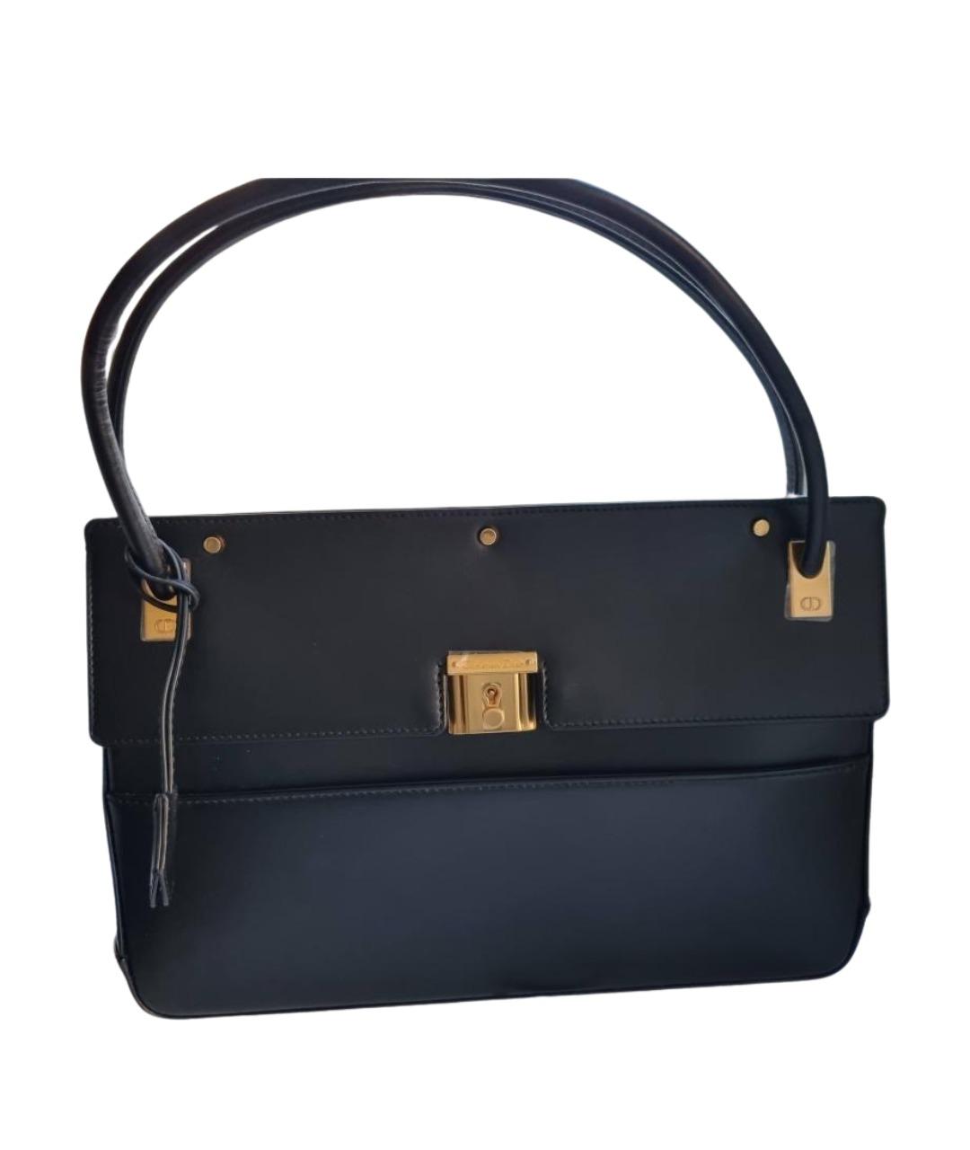 CHRISTIAN DIOR Черная кожаная сумка с короткими ручками, фото 1