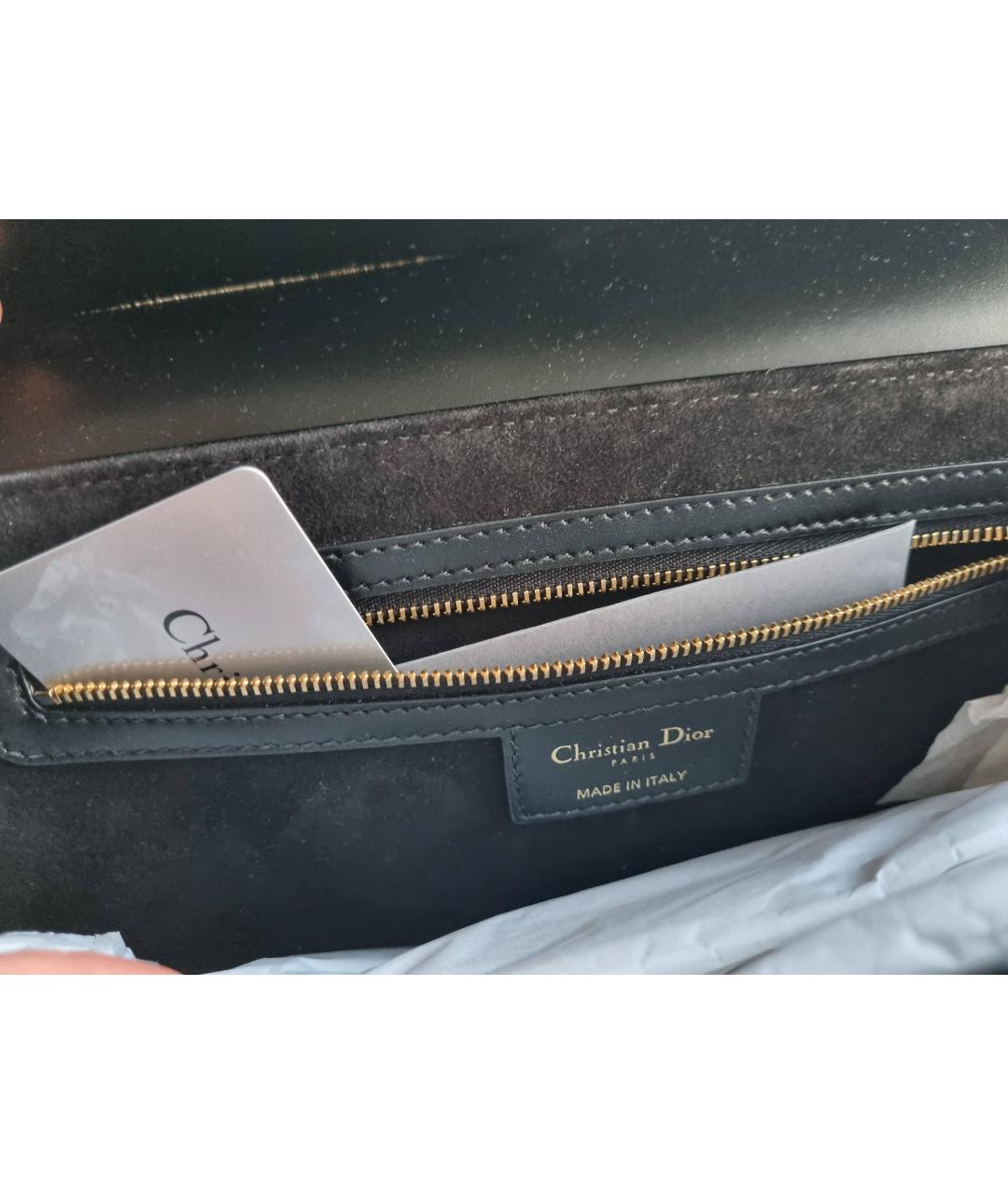 CHRISTIAN DIOR Черная кожаная сумка с короткими ручками, фото 3