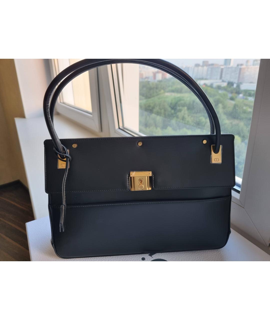 CHRISTIAN DIOR Черная кожаная сумка с короткими ручками, фото 6