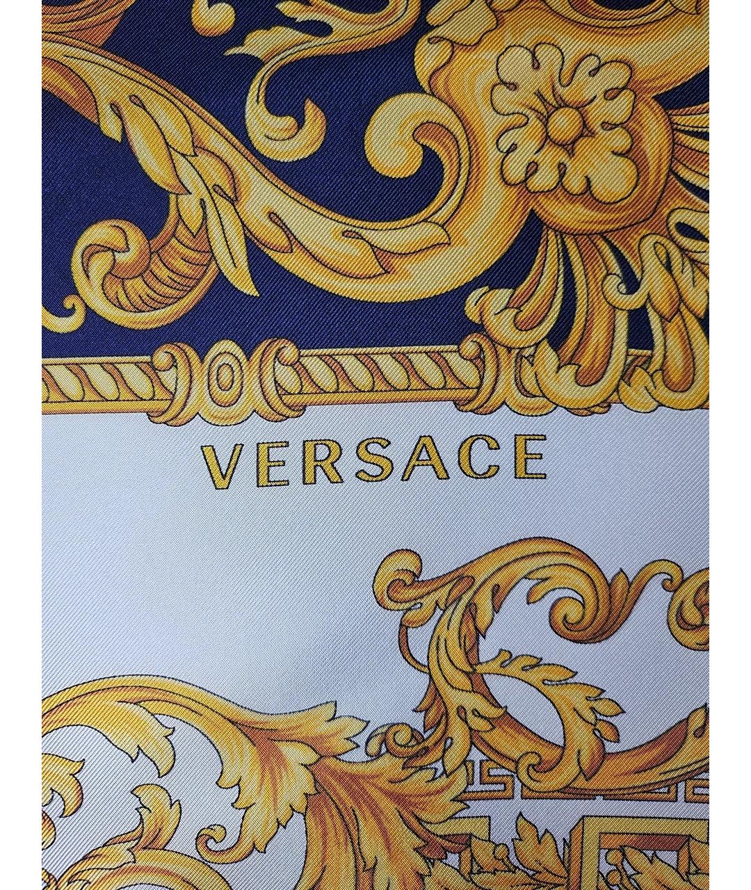 VERSACE Синий шелковый платок, фото 2