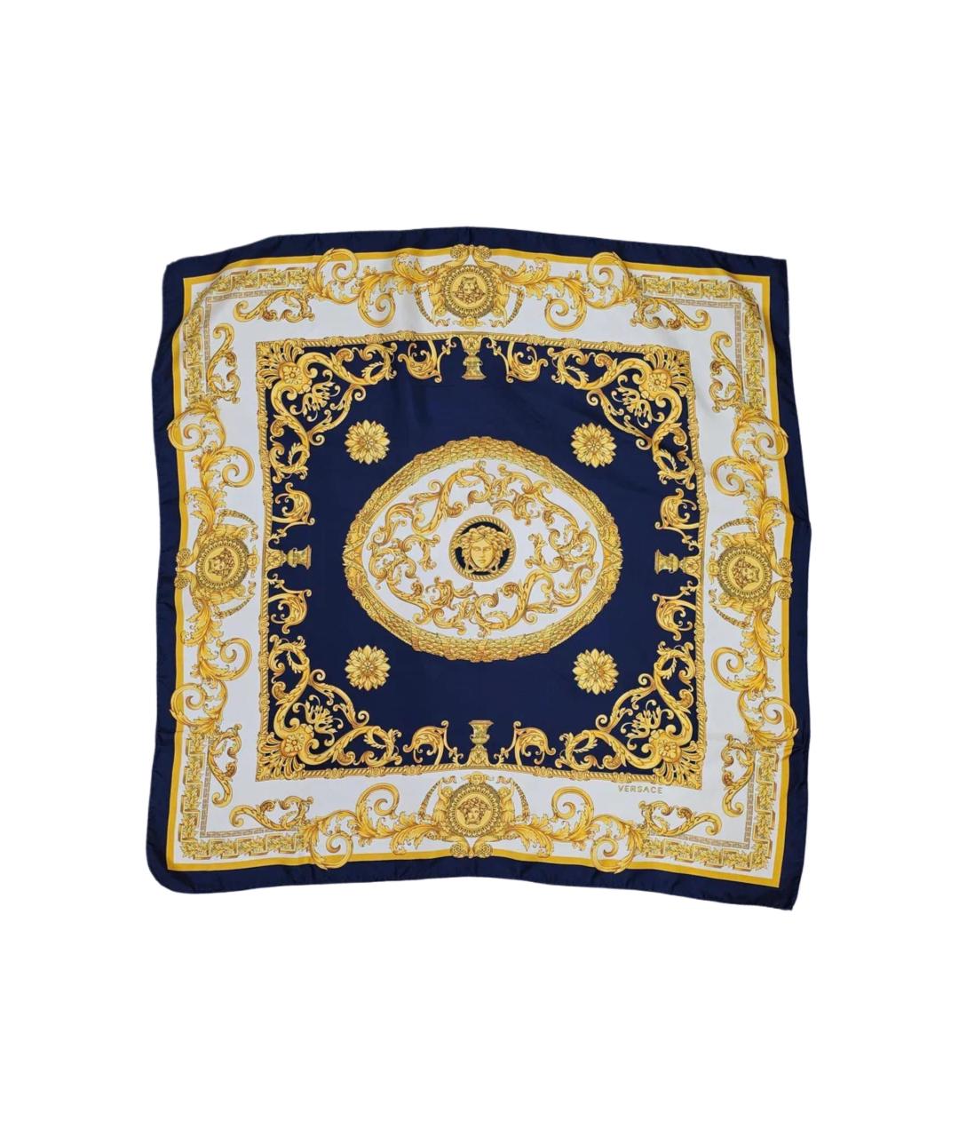 VERSACE Синий шелковый платок, фото 4