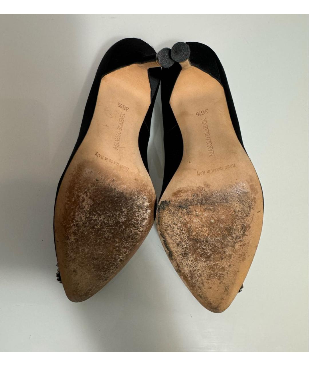 MANOLO BLAHNIK Черные текстильные туфли, фото 6