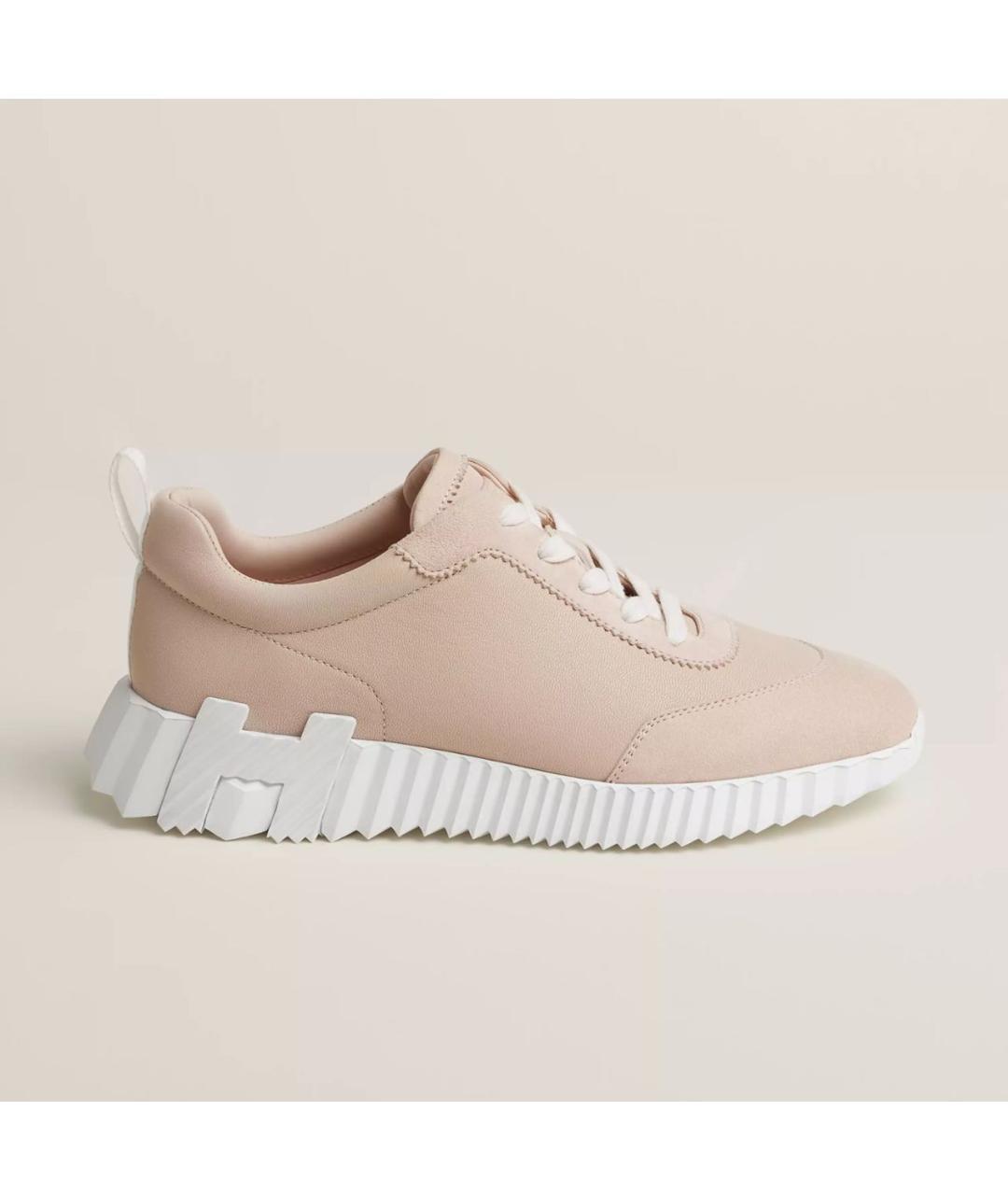 HERMES Розовые кожаные кроссовки, фото 4