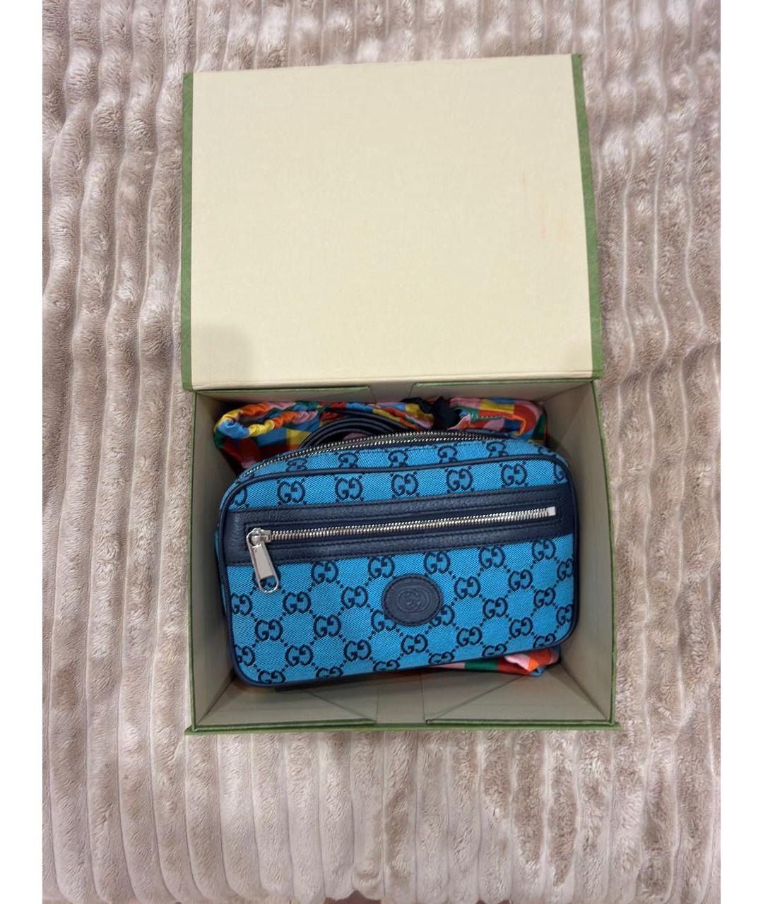 GUCCI Бирюзовая жаккардовая сумка на плечо, фото 5