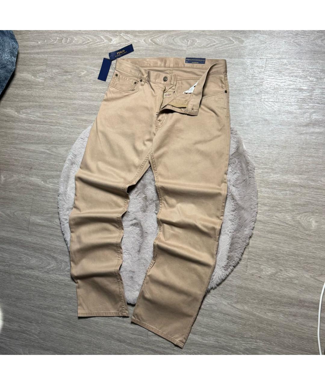 POLO RALPH LAUREN Бежевые хлопковые брюки чинос, фото 4