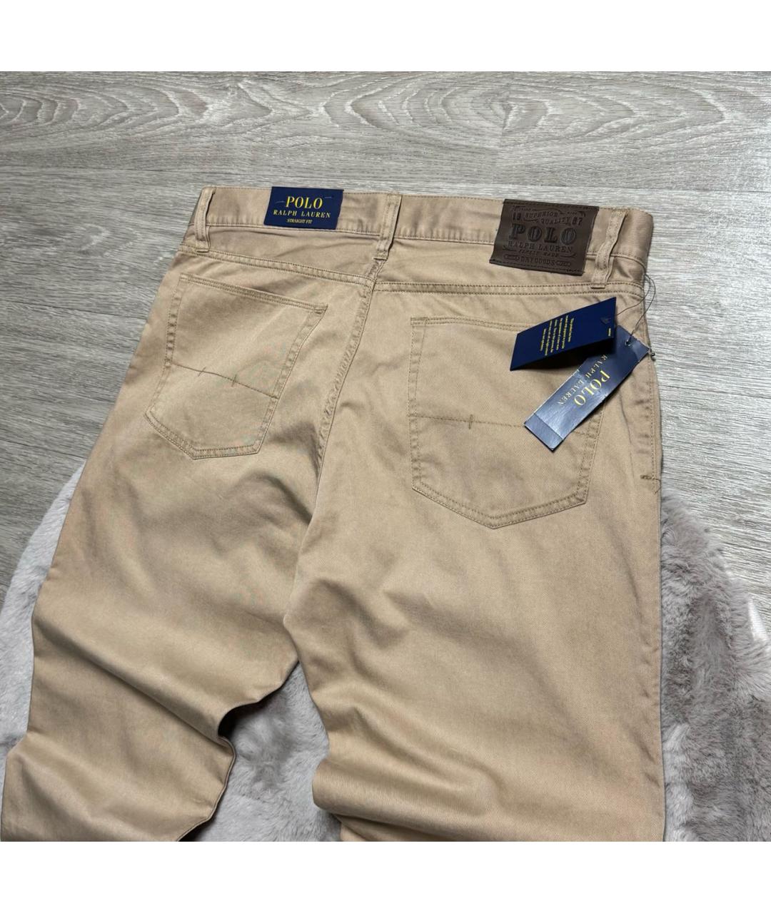 POLO RALPH LAUREN Бежевые хлопковые брюки чинос, фото 3