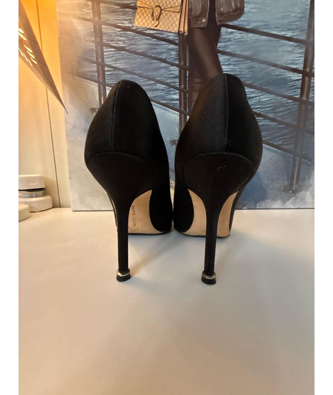 MANOLO BLAHNIK Черные текстильные туфли, фото 4