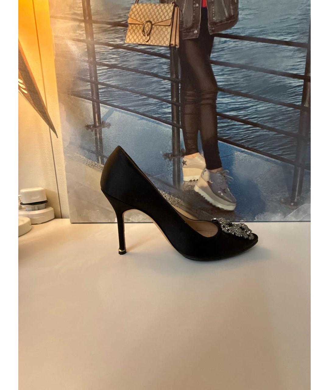 MANOLO BLAHNIK Черные текстильные туфли, фото 5