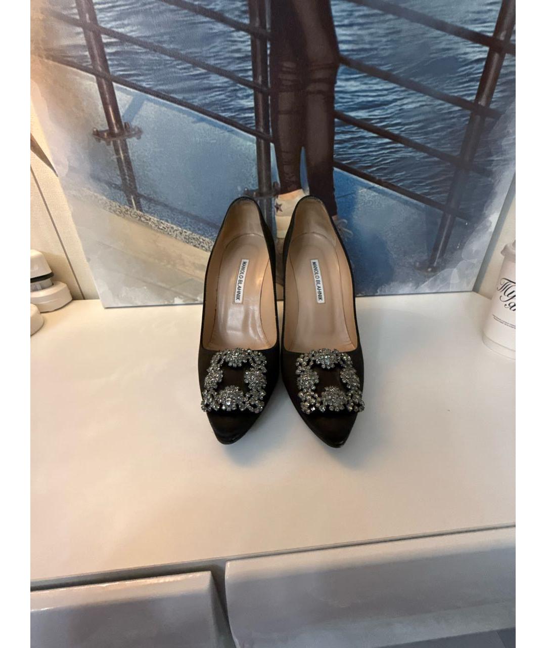 MANOLO BLAHNIK Черные текстильные туфли, фото 2