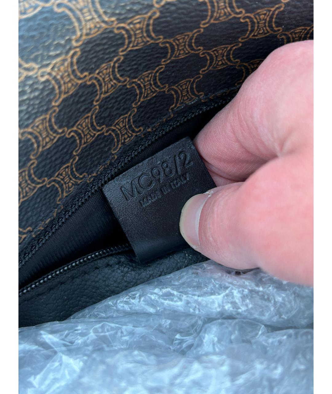 CELINE Черная кожаная сумка тоут, фото 7