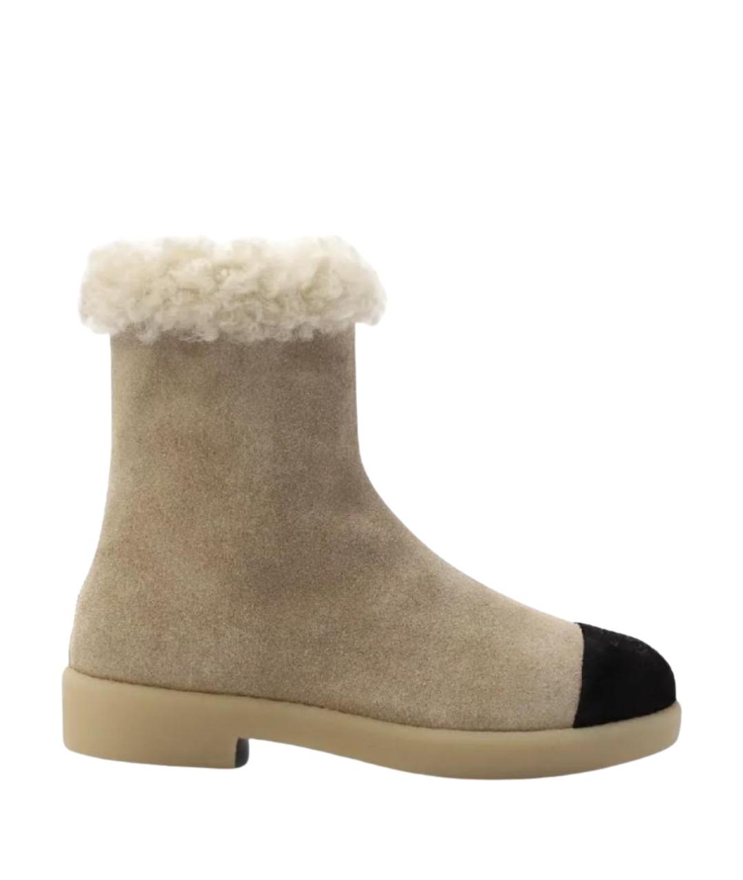 CHANEL Бежевые замшевые полусапоги, фото 1