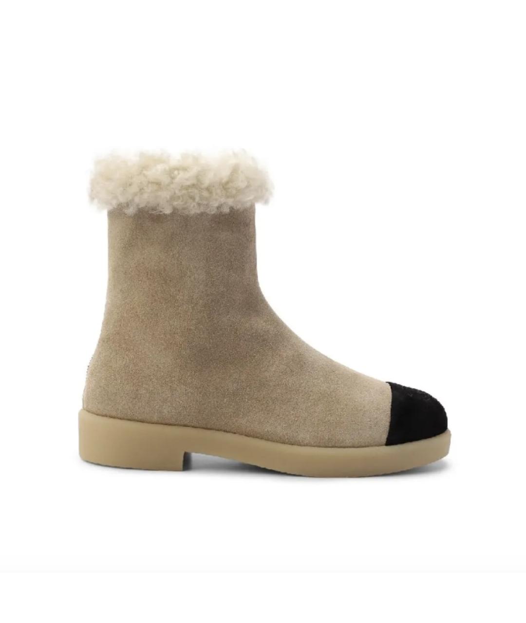 CHANEL Бежевые замшевые полусапоги, фото 4