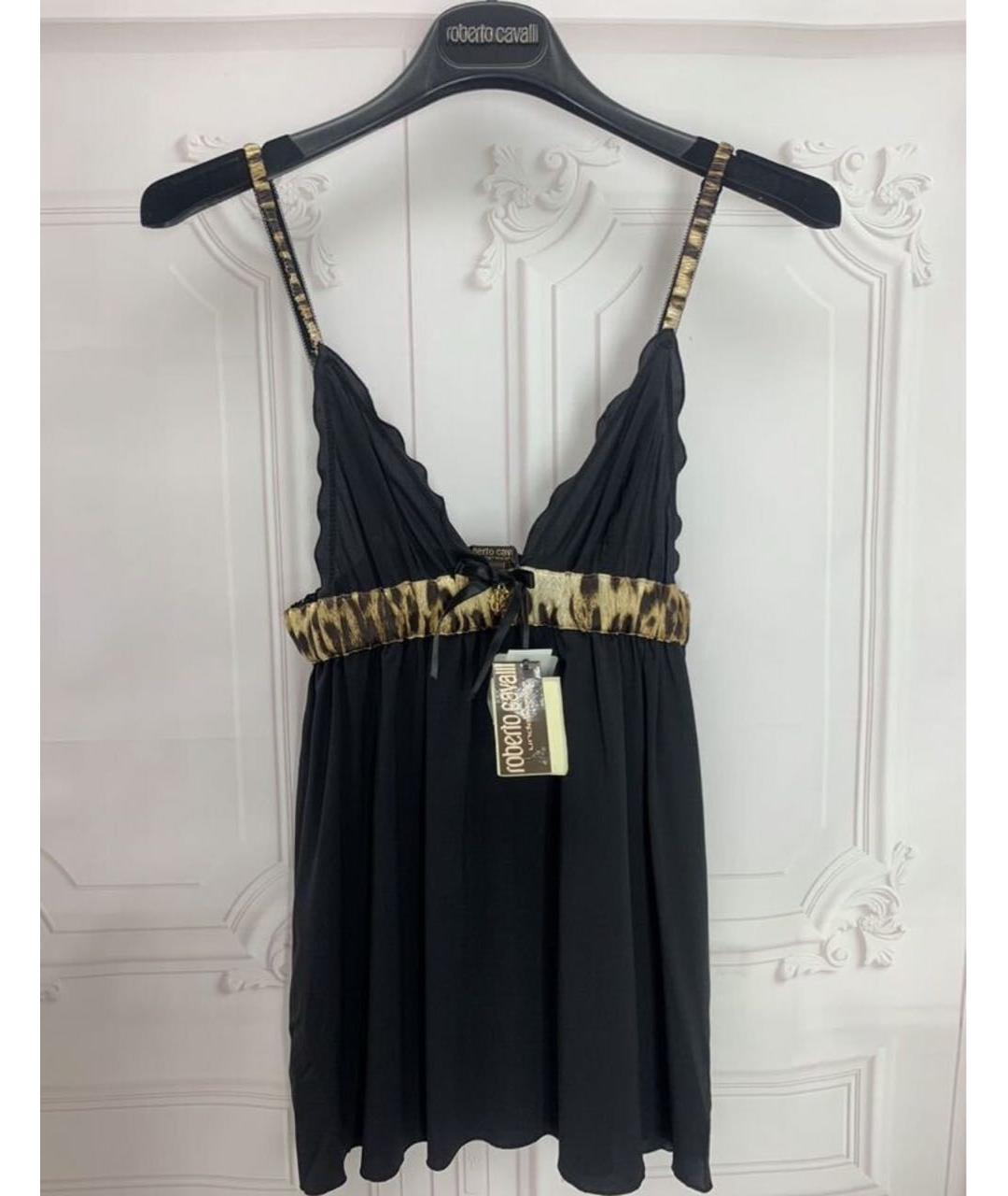 ROBERTO CAVALLI Черная шелковая майка, фото 5