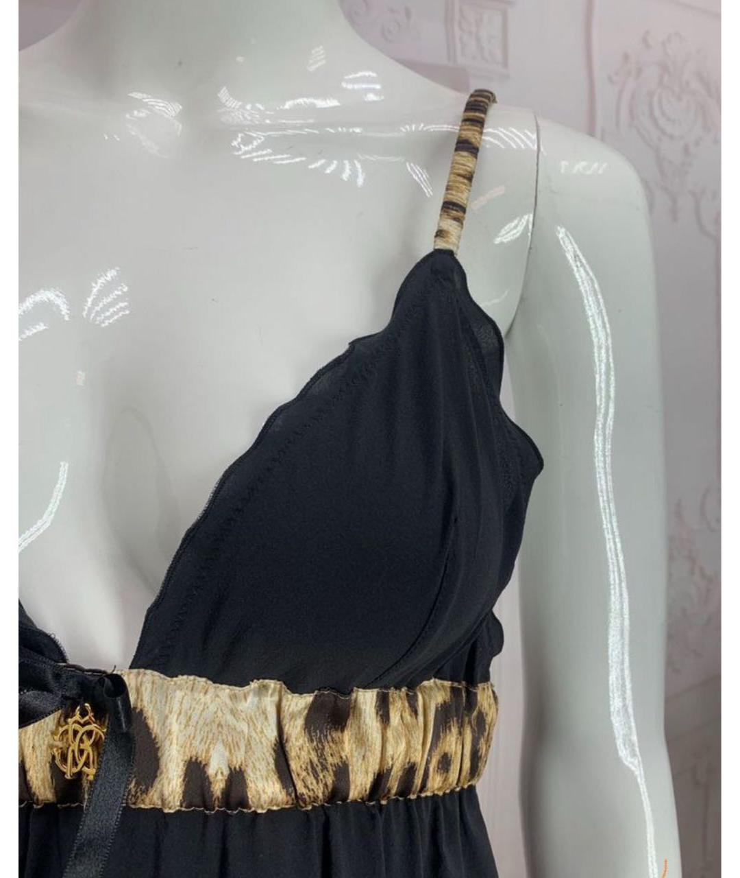 ROBERTO CAVALLI Черная шелковая майка, фото 8