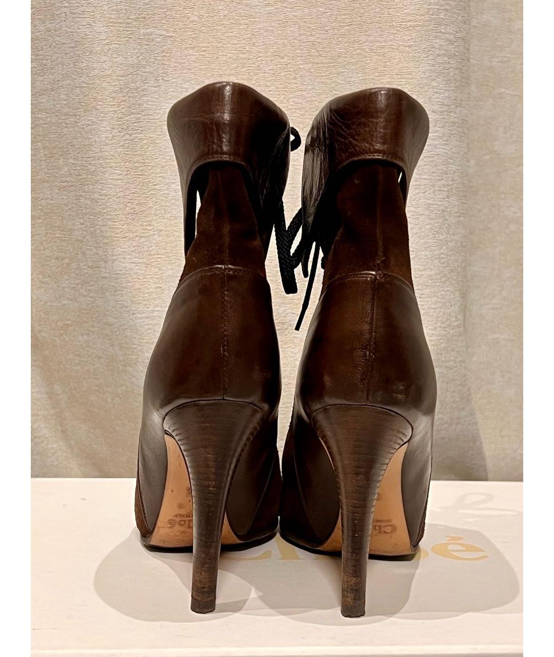 CHLOE Коричневые замшевые ботильоны, фото 4