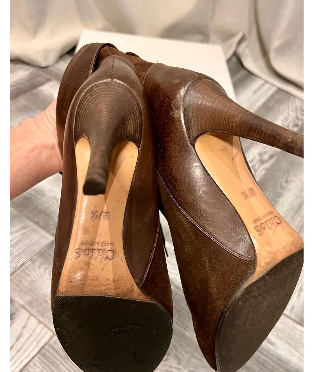 CHLOE Коричневые замшевые ботильоны, фото 5